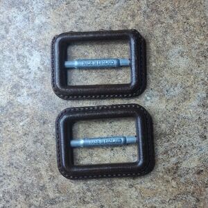 2 VTG 50s Belt Buckles Leather Wrapped Industrial Will Not Rust Made In England